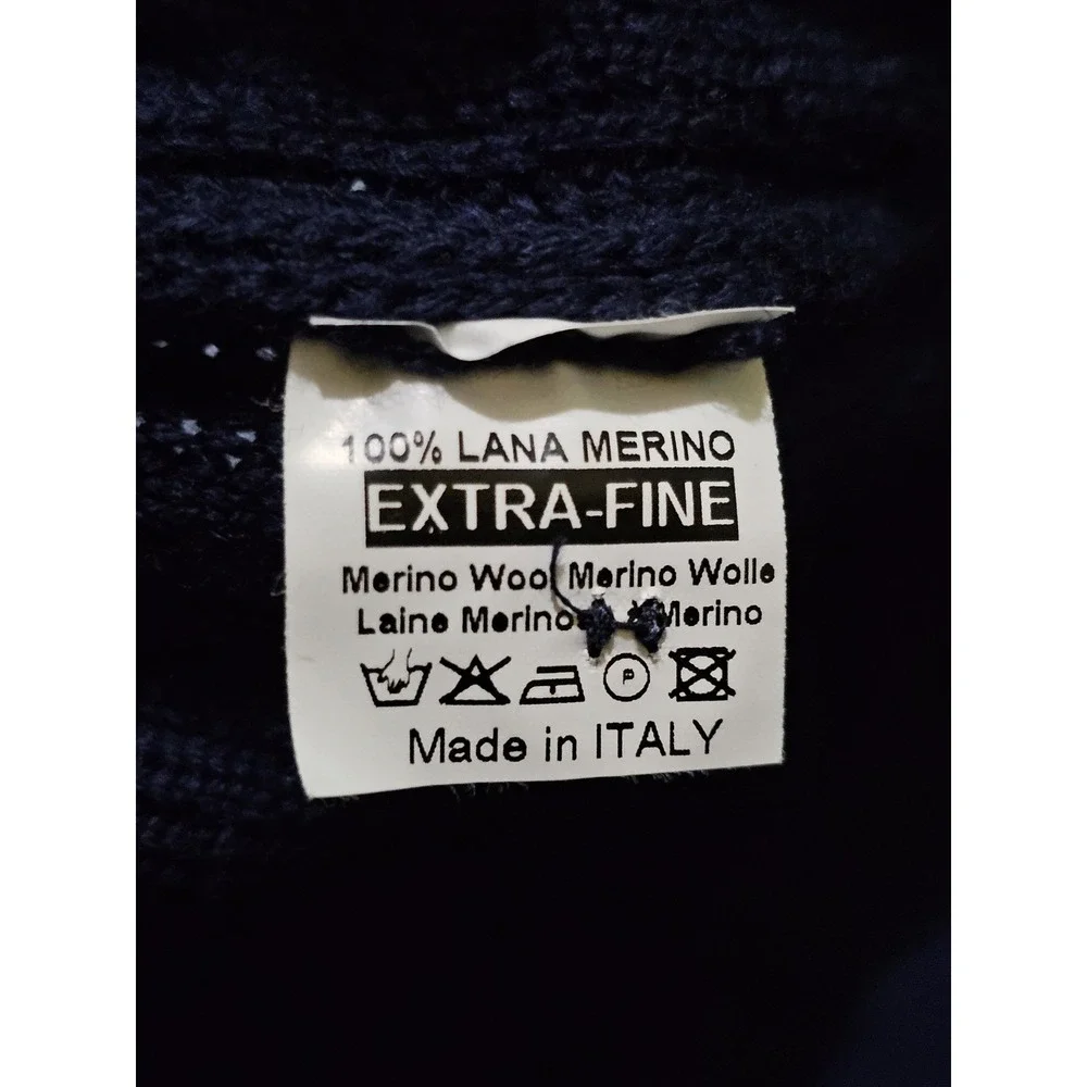 Dalmine Sweater Mens 56 Navy Blue Full Zip Italian Extra Fine‎ Merino Wool Knit